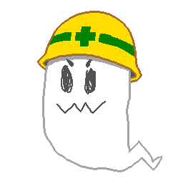 Phanto, the construction-hat-wearing ghost mascot of Phantomake.